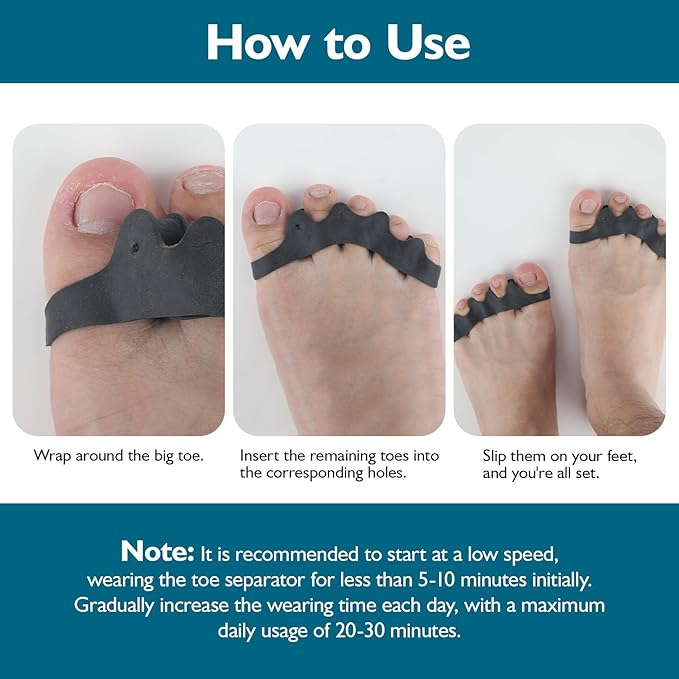Toe Separators for Men and Women, 2PCS Toe Spacers for Foot Pain Relief, Bunion Corrector & Hammer Toe Straightener, Doctor Recommended Toe Spreaders for Alignment, Mobility & Foot Health