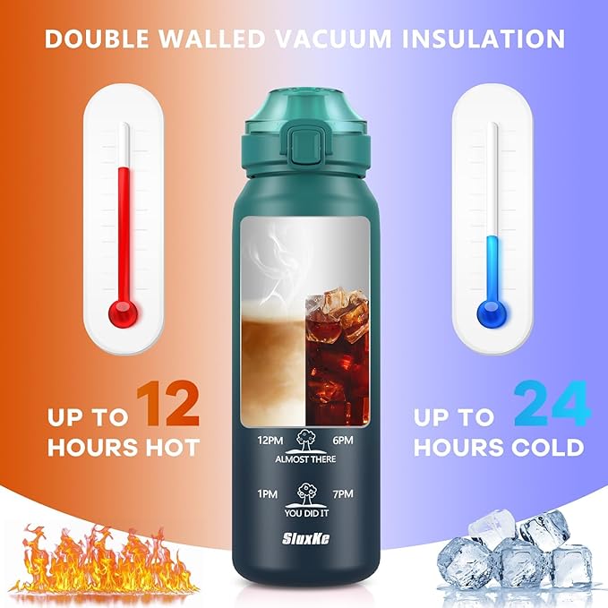 17oz Insulated Water Bottle with 2Lids(Straw Lid & Spout Lid), 500ml Stainless Steel Water Bottle Double Walled Leakproof, Reusable Metal Bottle Keep Cold & Hot for Men, Women BLUE BLUE