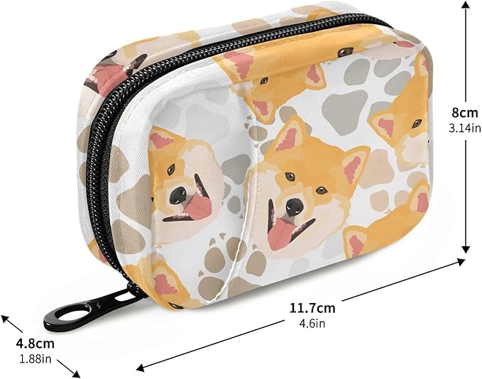 Pill Box Shiba Inu Dog 7 Day Pill Case Travel Pill Organizer Bag with Zipper Portable Weekly Vitamin Medicine Supplement Holder Pouch Bag