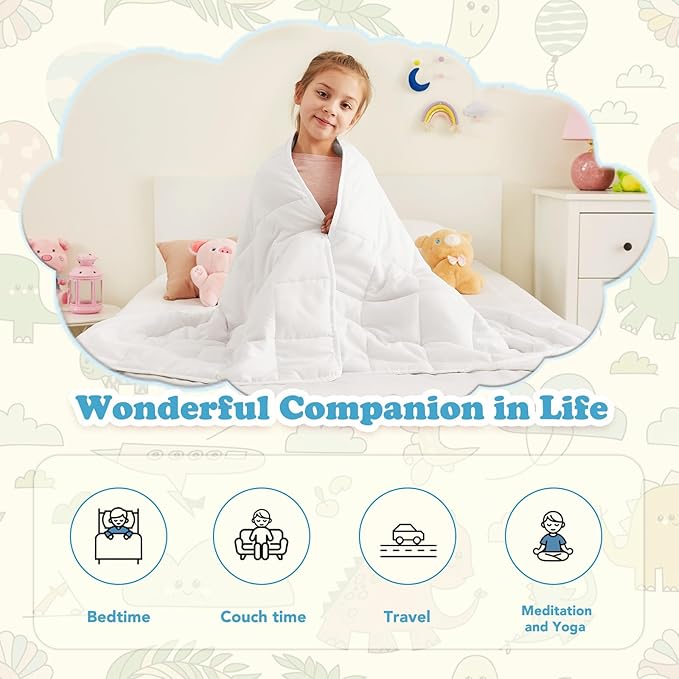 CuteKing Weighted Blanket - Weighted Blanket with Premium Glass Beads - Breathable Heavy Blanket for Comfortable Rest - Thick Blanket All Season (10lbs, 50"x60", White)
