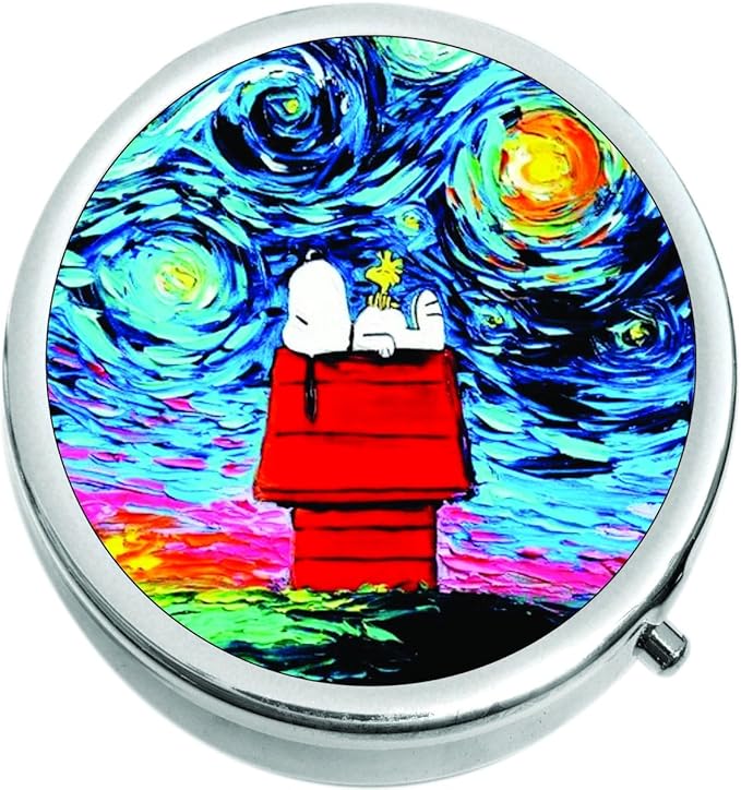 Cute Dog on Doghouse Van Gogh Medical Pill Box