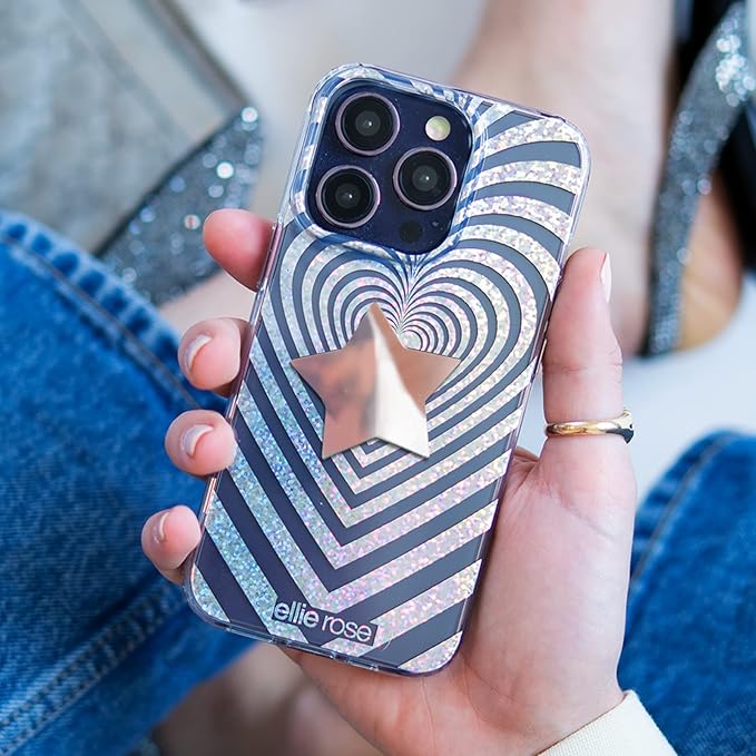 Ellie Rose Mirror Decal for Smartphone, Stick-On Star Mirror Phone Charm Sticker