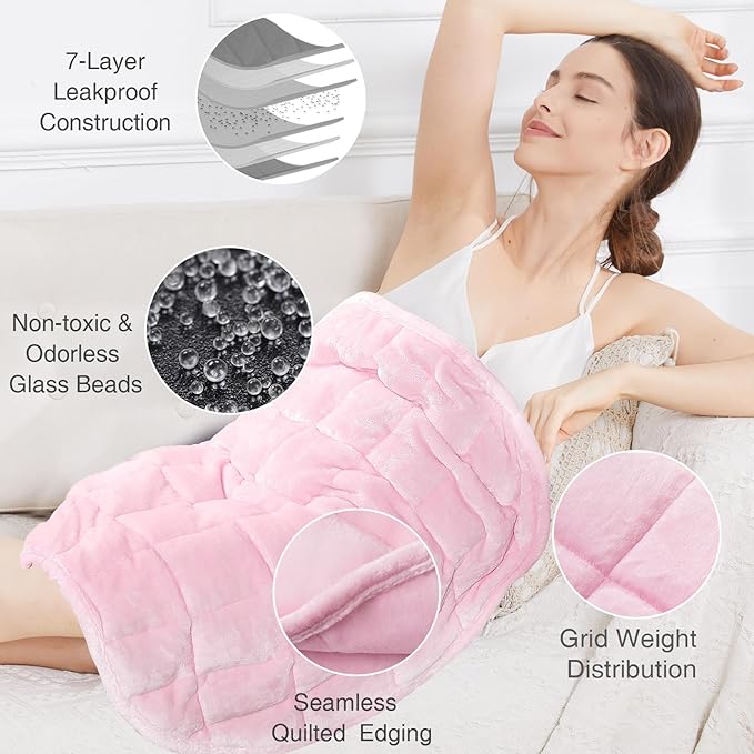 Alomidds Weighted Blanket 7lbs for Adults, Cozy Breathable Weighted Lap Blanket, Small Weighted Blanket Travel, Weighted Lap Pad for Couch, Sofa, Pink, 29" x 24"