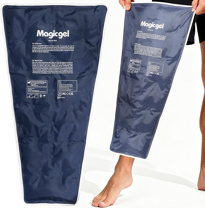 Magic Gel Leg Ice Pack - Professional Cold Therapy - Wrap Around Shin Ice Packs - Full Leg Ice Pack Wrap Around Entire Legs - Cool Down Your Legs Shins Hamstrings - Grey