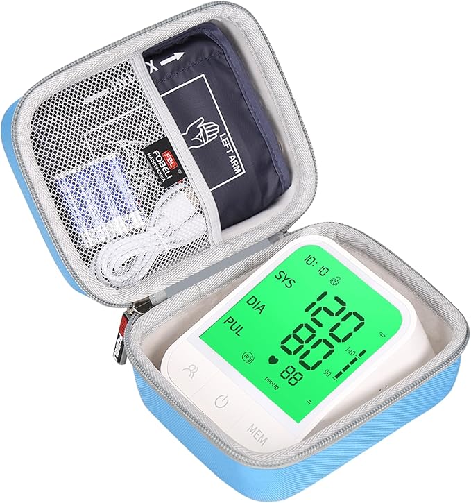 FBLFOBELI Carrying Case Compatible with Femometer/Invaxe/Alcedo/ALPHAGOMED Automatic Blood Pressure Monitor for Upper arm Adjustable BP Cuff, Hard Protective Storage Bag (Case Only)