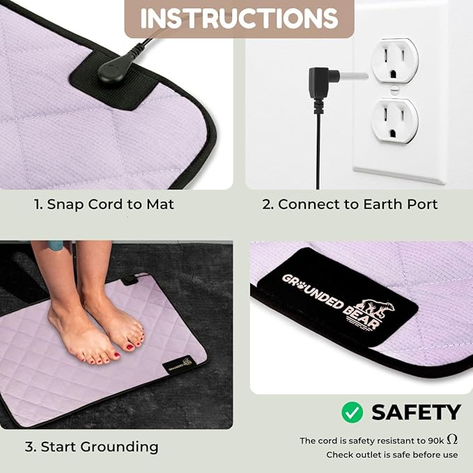 Premium Grounding Mat for Feet, Soft Cotton & Silver Fiber, Comfort for Sleep & Wellness, Grounding Pad for Anti-Aging & Inflammation, Grounding Mat for Bed and Desk (24x16 Inches)
