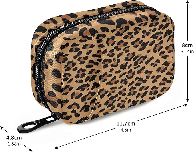 xigua Leopard Pill Case 7-Day Travel Pill Organizer Box with Zipper Closure for Vitamins, Medication and Supplements