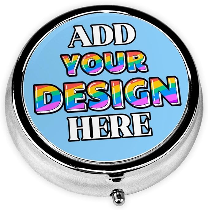 Custom Medicine Pill Organizer, Medicine Pill Box Case Container Travel Pill Holder Vitamin for Purse Med Wallet Portable Mini Pastillero Round, Light Sky Blue, Customized Gifts