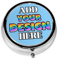 Custom Medicine Pill Organizer, Medicine Pill Box Case Container Travel Pill Holder Vitamin for Purse Med Wallet Portable Mini Pastillero Round, Light Sky Blue, Customized Gifts