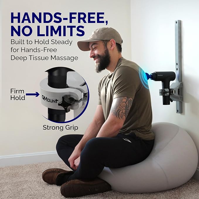 Massage Gun Holder & Wall Mount - Hands-Free for Full Body Muscle Recovery - Fully Adjustable Massage Gun Wall Mount - Heavy Duty Nylon Body, No Slip, Supports Deep Massaging