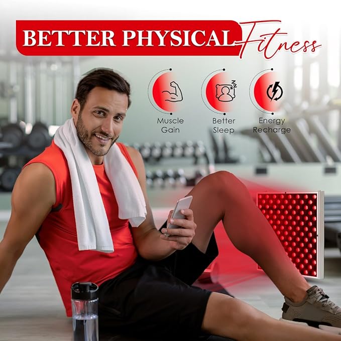 LED Red Light Therapy Panel for Face & Body - 45W Device with Deep 660nm & Near Infrared 850nm & Adjustable Hanger, Skin Care Beauty, Hair Growth, Natural Pain Relief for Muscle & Joints