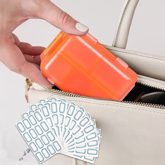 INVODA 12PCS 10-Compartment Pill Organizer BPA-Free Travel Pill Case with Daily Labels Portable Medicine Box for Vitamins, Supplements & Jewelry
