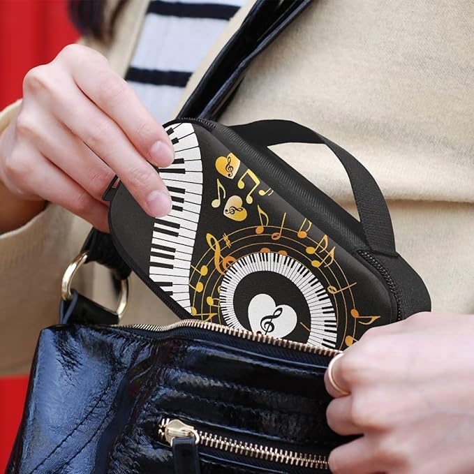 Musical Notes Heart Insulin Cooler Travel Case with Handle Portable Insulated Glucose Meter and Diabetic Supplies Carrying Bag for Daily Life and Trip Easy to Use