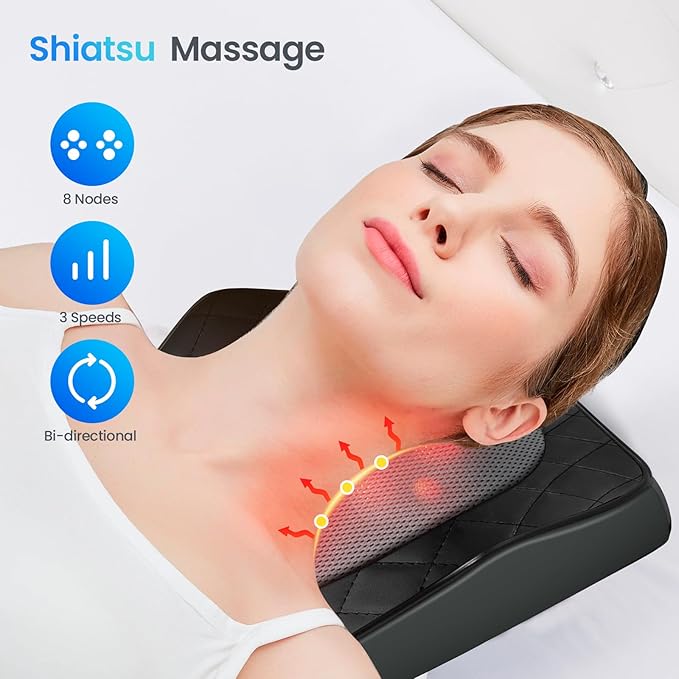 Back and Neck Massager, FSA Eligible HSA Store Massager for Pain Relief Deep Tissue, Heated Massage with Vibration, Massage Pillow for Neck, Back, Shoulder, Leg, Gifts for Women Men