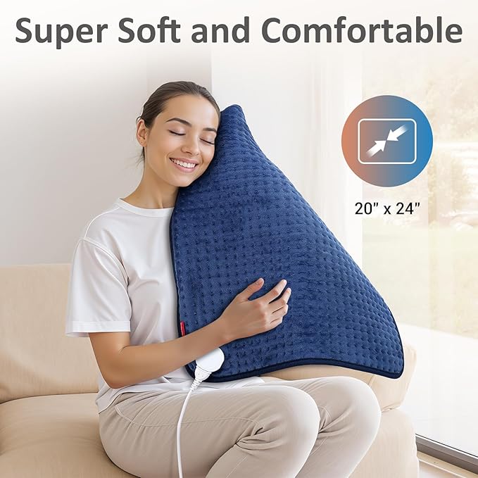 Comfytemp Ultra-Wide Heating Pad for Back & Period, Mothers Day & Birthday Gifts for Women Men Mom Dad, Electric Heat Pad for Neck & Shoulder, Auto Shut Off, Machine Washable, 20×24"