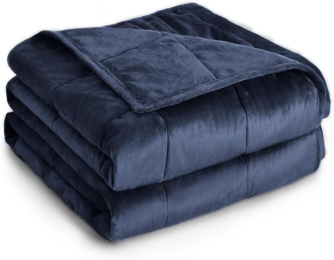 Topblan Weighted Blanket Queen Size 20lbs, Adult Weighted Blankets with Soft Warm Fabric for Sleeping and Calming, Adult Heavy Blanket for Sofa Bed, Navy Blue, 60 x 80 inches