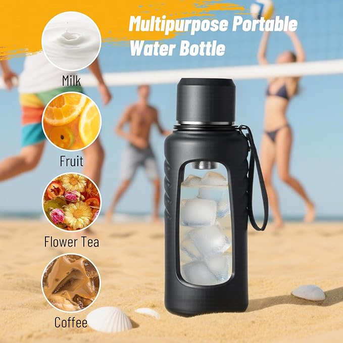 34 oz Travel Water Bottle, Anti-Slip and Anti-Scalding Sports Water Bottle, Waterbottle for Adults with Cup Brush Suitable for Outdoor Sports,Camping, Traveling