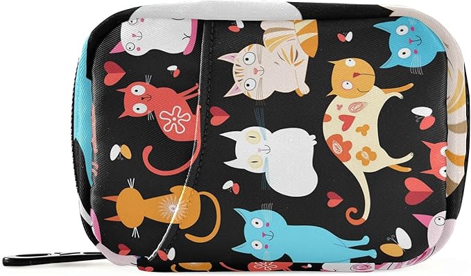 xigua Cat Pill Case 7-Day Travel Pill Organizer Box with Zipper Closure for Vitamins, Medication and Supplements