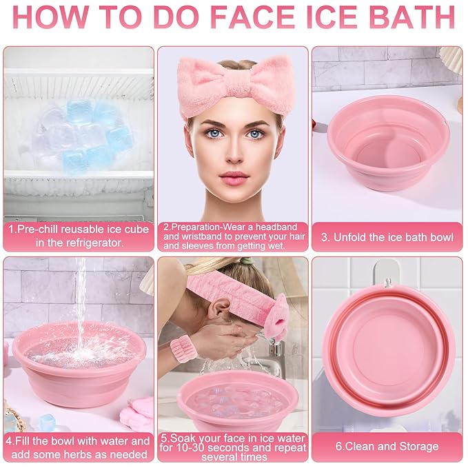 Facial Ice Bath Kit, Cold Plunge for face, Foldable Face Bowl for Face Ice Bath