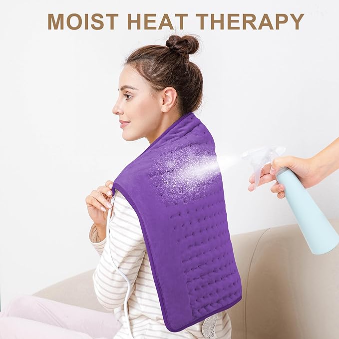 Deepsoon Heating Pad,Electric Heating Pads for Back,Neck,Abdomen,Moist Heating Pad for Shoulder,Knee,Arms,Legs,Dry/Moist Heat & Auto Shut Off,Christmas Gifts for Men and Women,Dark Purple,24x20 Inch
