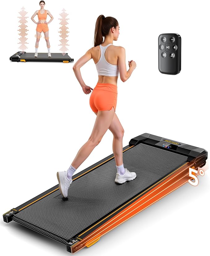 Walking Pad Treadmill, BestGod Incline Under Desk Treadmill 330lbs Capacity, 2.5HP Portable Treadmills for Home, Compact Treadmills Mini Running Machine with Remote Control
