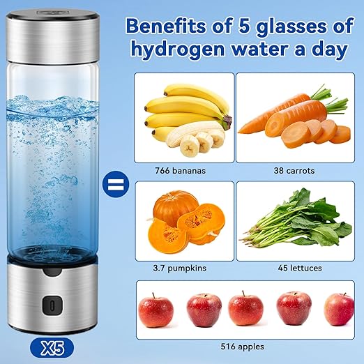 2025 Upgrade Hydrogen Water Bottle Generator, 2 in 1 Hydroh Hydrogen Water Bottle with SPE/PEM Technology, 460ml Portable Rechargeable Ionizer Machine for Home, Office, Travel and Fitness