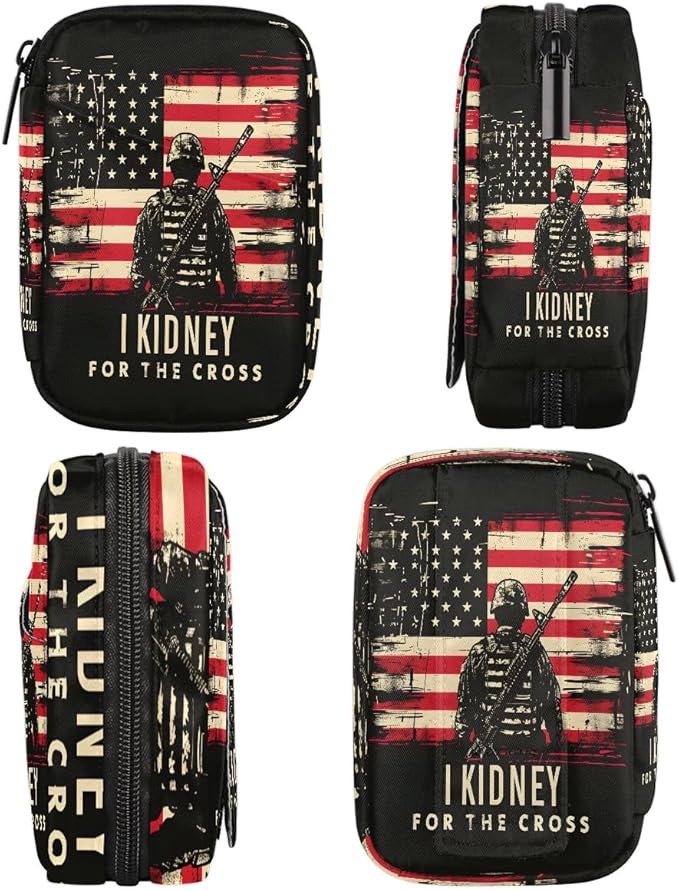 American Flag Cross Army Travel Pill Organizer Box Weekly Portable Pill Case Daily Pills 7 Day Small Birth Control Pills Container Removable Compartments for Medicine Vitamins Fish Oil