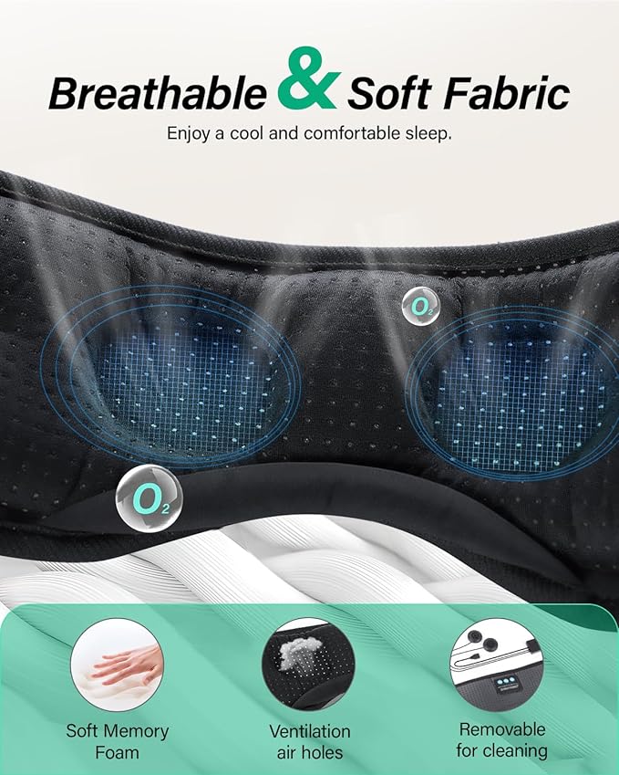LC-dolida Sleep Headphones, White Noise Bluetooth Sleep Mask 3D Breathable Wireless Eye Mask for Timing, Sleep Mask with Bluetooth Headphones for Side Sleepers Travel,Cool Gadgets for Women Men(Grey)
