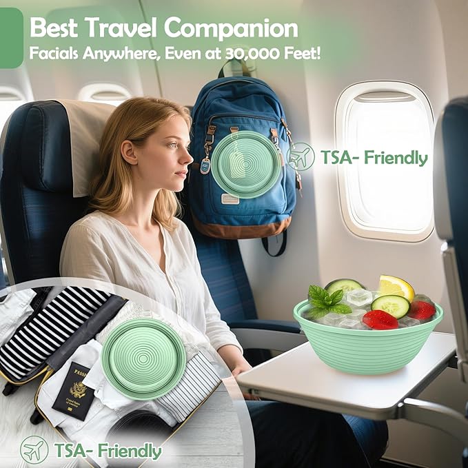 XANGNIER Face Bowl for Ice – Collapsible Silicone Facial Ice Bath Bowl for Cold Plunge Therapy, Skin Tightening & Acne Relief – Portable Spa Tool for Home & Travel, Green