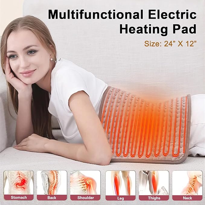 Electric Heating pad,25 x12 Portable Heating Pad for Period Cramps Back Neck Shoulders Pain Relief, 10 Heat Setting Auto Shut Off Moist Dry Heat Pad Birthday Gift for Women Men Black Froday Day Gift