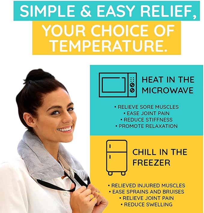 Versatile Microwavable Heating Pads for Neck Pain Relief, Back Pain, and Shoulder Pain Relief - Microwave Heating Pad for Cramps and Muscle Relief, Hot and Cold Reusable Pad - 2 Packs