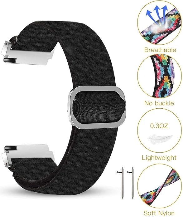 Lamshaw Compatible for Embr Wave 2 Band, 18mm Stretch Elastics Nylon Adjustable Replacement Strap Accessories Compatible for Embr Wave 2 Thermal Wristband
