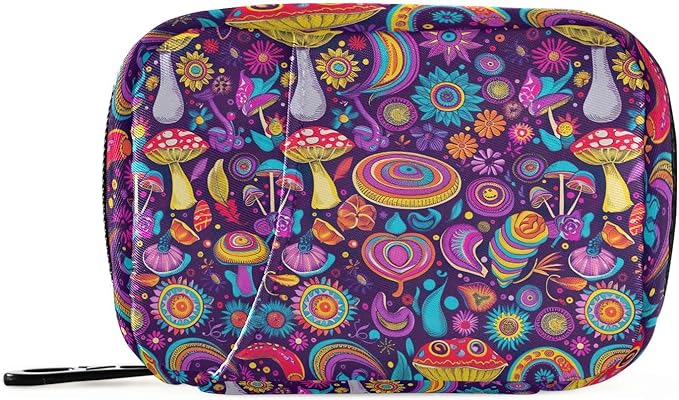 Travel Pill Organizer Bag Colorful Paisley Flowers 7 Day Pill Case Small Weekly Compact Pill Organizer with Zipper