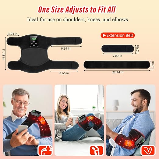 Red Light Therapy Knee Brace, Cordless 660nm 850nm LED Infrared Redlight Therapy Pad for Knee Joint Elbow Shoulder with 3000mAh Rechargeable Controller