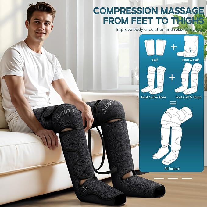 Air Compression Leg & Foot Massager with Heat – Relief for Circulation, Fatigue & Tension – Relaxing Gifts for Dad, Mom, Men & Women – Ideal for Father’s Day, Mother’s Day, Christmas & Birthdays