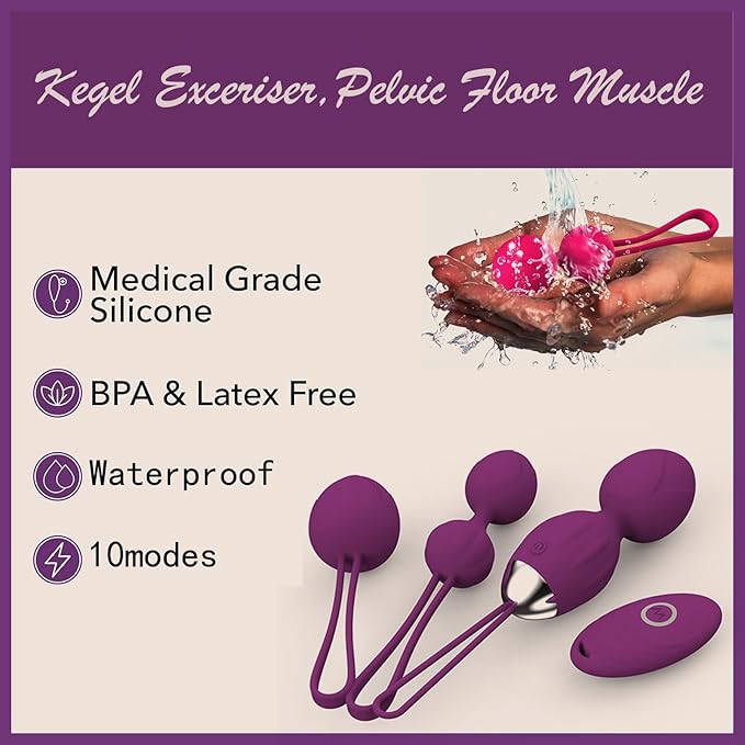 Kegel Exerciser, Kegel Weights Set for Female Pelvic Floor Exercises, Set of 3 Premiun Silicone Kegel Exercise Trainer Kit for Women: Beginers&Advance (Black)