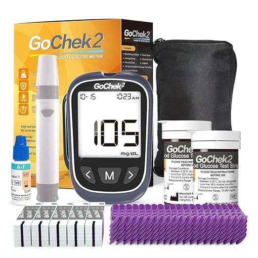 MicroTech Blood Glucose Monitor Kit 100 Strips & Lancets, No Coding, 500 Storage, Wider HCT for Family