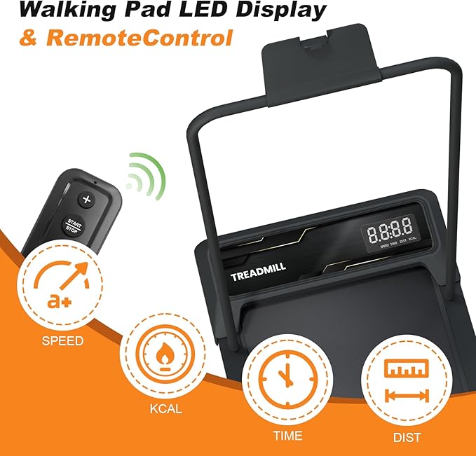 Treadmill Walking Pad with Handle, Walking Pad with 0-10% Incline, 3-in-1 Portable Under Desk Treadmill for Home Office Use, Large Screen, Remote Control, Powerful Motor