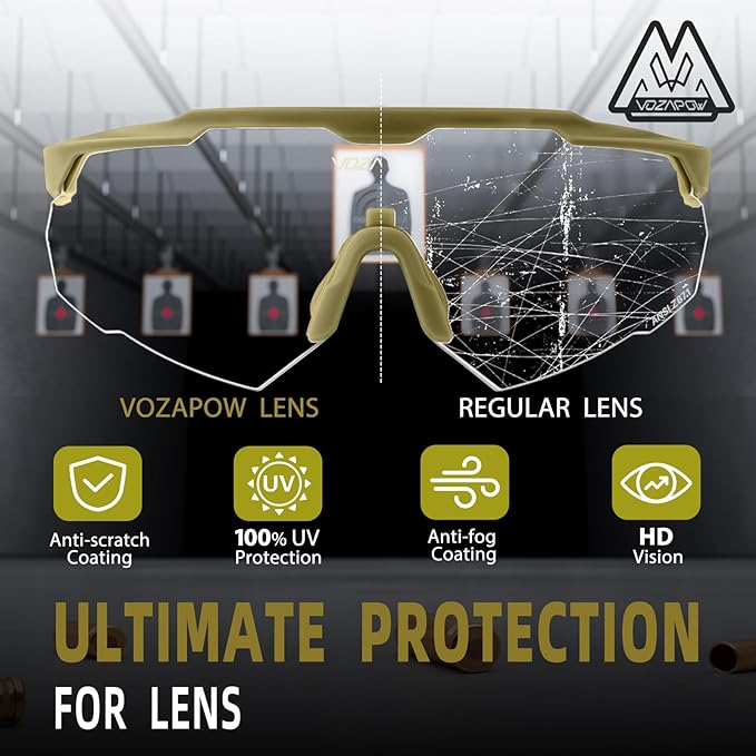 Shooting Glasses Anti Fog with High Definition Lenses, ANSI Z87.1 Certified Tactical Safety Glasses for Men Women