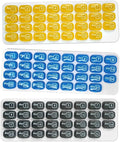 31 Day Monthly 3X a Day Pill Organizer with Daily Removable Pods (3 Pack, Yellow, Blue & Grey)