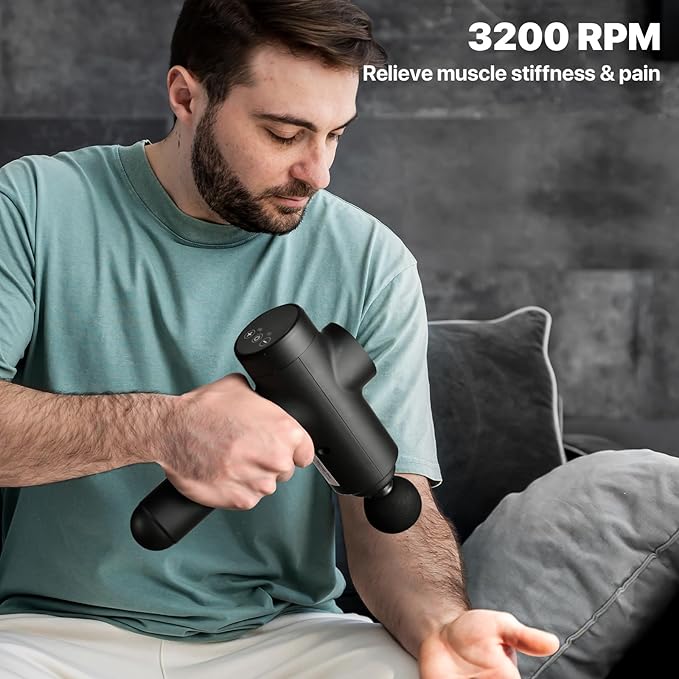 Massage Gun Masssge Gun deep Tissue with 20 adjusttable speeds 4 Heads with Manual Yoga Massage Roller