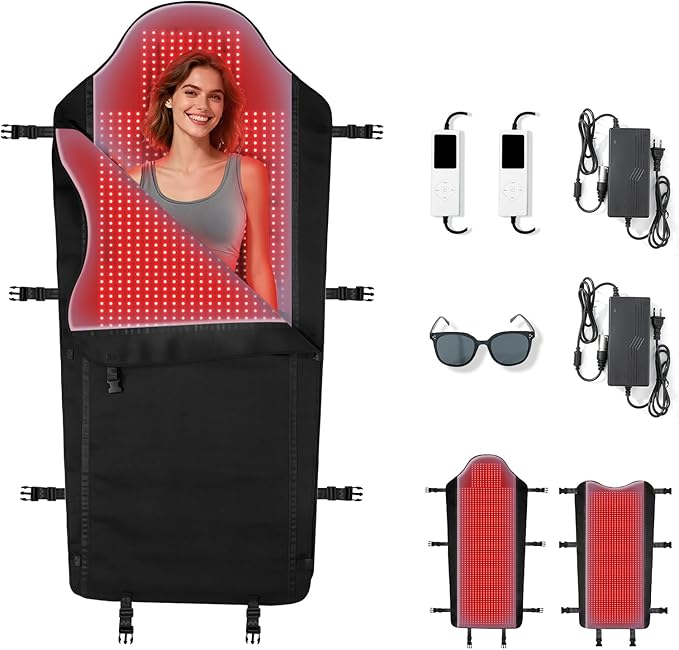 Red Light Therapy Mat for Full Body, Largest 2704LEDs Near Infrared Light Therapy Pad, 660nm& 850nm 2in1 LEDs Light Blanket, High end Leather, 5 Power Levels UP to 288W, 73"x36"