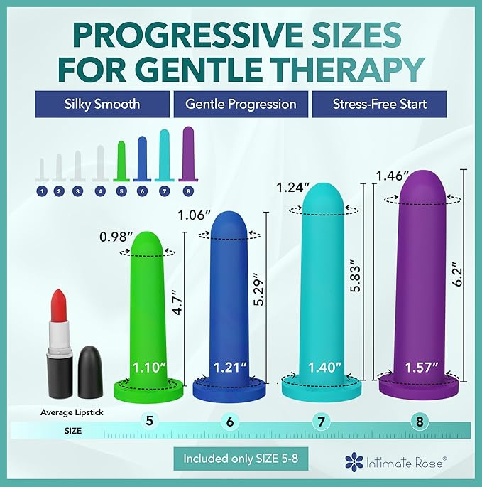 Large Vaginal Dilators for Pelvic Floor Therapy & Vaginismus Pain Relief – FDA-Cleared Silicone Set with 100+ Tutorials, Support Group & Doctor Access