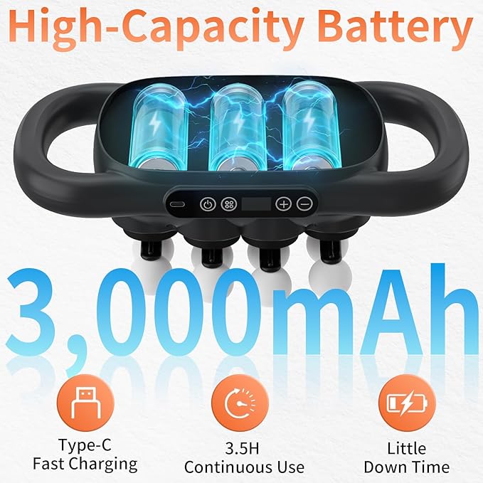 TitaniX 16-Head Massage Gun, Deep Tissue Back Massager with 99 Adjustable Intensities & 9 Modes, Electric Percussion Massager, Gun Tool for Back/Shoulders/Legs/Arms/Neck
