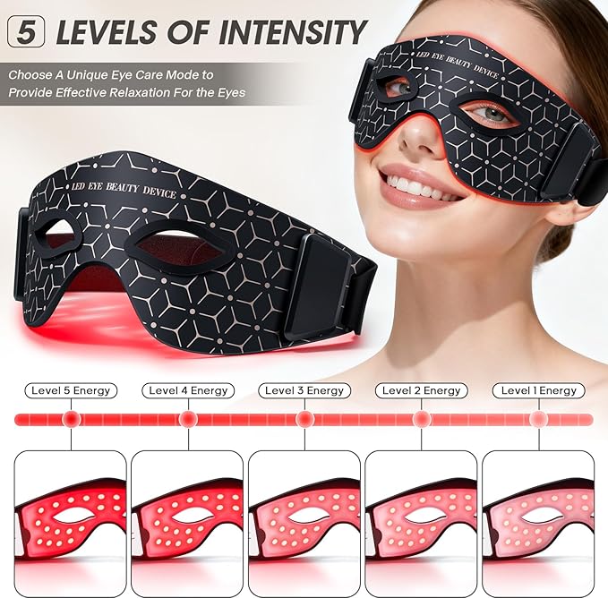 Red Light Therapy Eye Mask, Under Eye Red Light Mask,Good for Smoothing Puffiness Wrinkles Fine Lines,Suitable for Women and Man Effective Eyes Skin at Home or Trip