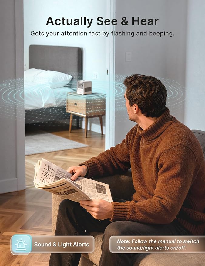 X-Sense Radon Detector, Audible & Visual Alerts, One-Touch Reset, Stores Up to 99 Local Reports, with Temperature & Humidity Range Display, Long-Term Accurate Monitoring Up to 999 Days, Model XR0B-SR