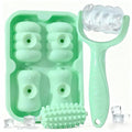 Ice Roller for Face, Reusable Facial Ice Roller for Eyes, Face, and Neck, 2 in 1 Massage Roller with Ice Face Mold and Silicone Textured Roller Head for Skin Care and Puffiness & Pain Relief, Green
