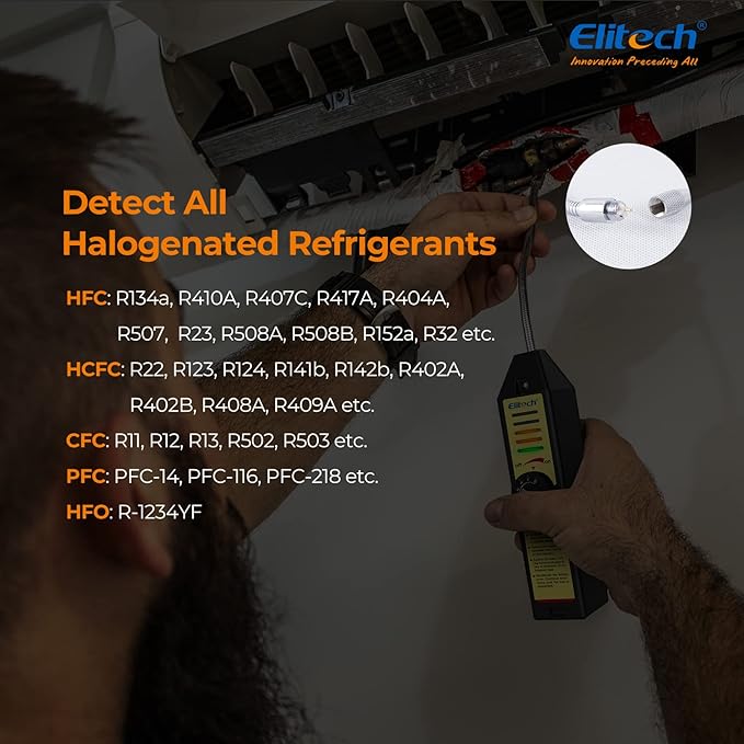 Elitech Freon Leak Detector Halogen Refrigerant Gas Leak Detector HVAC Tester AC Sniffer R22 R410A R134A 1234YF, WJL-6000S