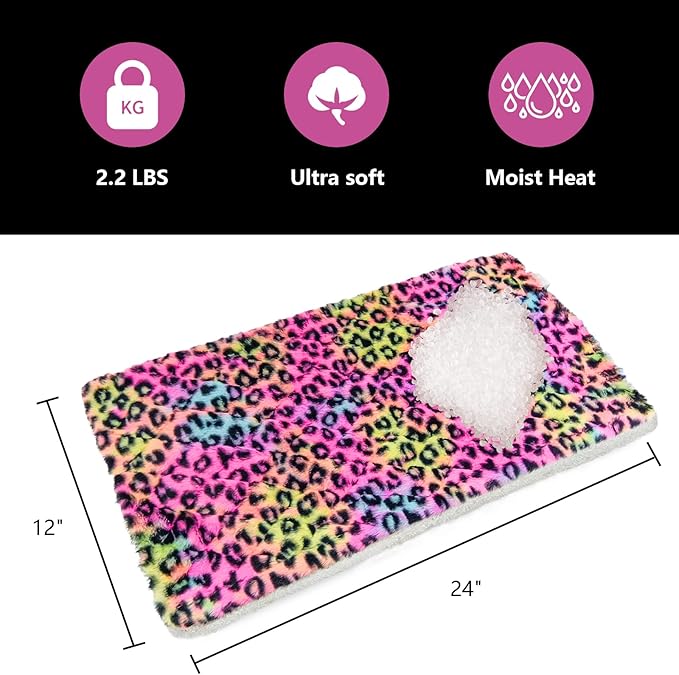 Weighted Heating Pad - Plush 2.3LB Hot Heated Pad for Back Pain Relieve - Dry & Moist Heat Option - Auto Shut Off Function-Holiday Gifts for Women Men Mom Dad (Leopard Print, 12''×24''Red BH)