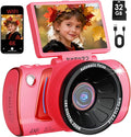 4K Digital Camera for Photography Autofocus,64MP WiFi Vlogging Camera with 3” 180° Flip Screen for YouTube,18X Zoom Travel Camera for Beginners,32GB Card & Rechargeable Battery (Pink)
